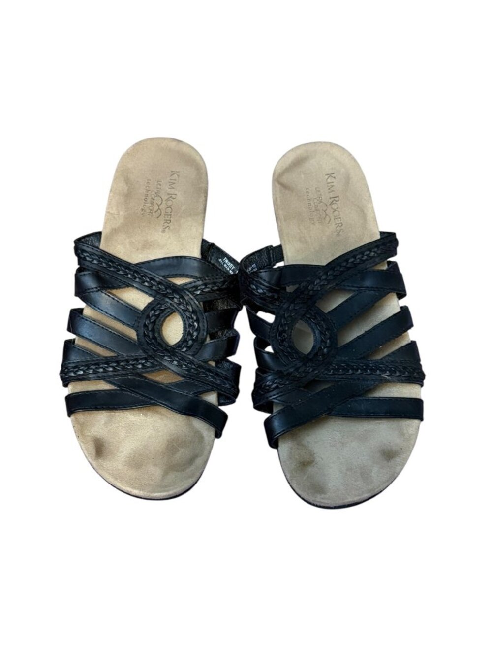 Kim Rogers Black Braided Slip‑On Sandals – Women’s Size 10M – Ultra Comfort